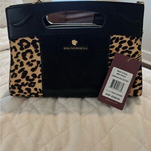 Bruno Magli Black and Leopard Women's Satchel